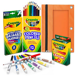 The Mega Deals 12 Colored Pencils, 24 Crayons with 10 Washable Markers. Assorted & Vibrant Colors. Premium Quality. Great Art Supplies for Kids.