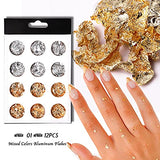 Staright 12 Boxes Gold Silver Copper Foil Paillette Chip Foil Nail Glitter Nail Art Design Decoration Nail Art Chip Glitter