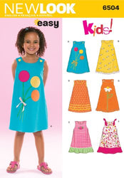 New Look Sewing Pattern 6504 Child Dresses, Size A (3-4-5-6-7-8)
