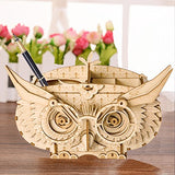 Rolife 3D Wooden Puzzle Creative Owl Box Wood Pen Pencil Container Holder Wooden Craft Kits Brain Teaser 3D Wood Puzzle for Kids Adults Best Birthday Gifts