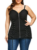 Nihsatin Women's Plus Size Lace up Ribbed Tops Casual T-Shirts Gothic Corset Top