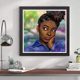 Kaliosy 5D Diamond Painting African Woman Dirty Braid Big Eyes Sexy by Number Kits Paint with Diamonds Art, DIY Crystal Craft Full Drill Cross Stitch Decoration (12x12inch)