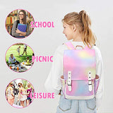 Junlion Vintage Backpack Gift for Girls Rainbow School Bag College Daypack Travel Rucksack