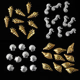 12Styles Nail Art Metal Studs Stickers Gold Metallic Rivet Palm Tree Turtles Marine Life Charms for Summer Beach Ocean Manicure DIY Acrylic Nails Design Supply (Gold Ocean Studs)