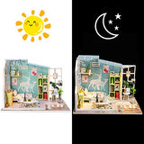 ROOMLIFE DIY Mini Dollhouse Kit Bedroom Set Miniature Green Rooms 1:24 Scale with Furniture Wallpaper Dollhouse Miniature Kit Great Gift for Girl Dollhouse Build Kit for Adults Easy for Starters