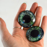 40mm Pair of Big Blue and Green Glass Eyes, for Jewelry Making, Arts Dolls, Sculptures, and More