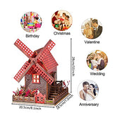 WYD DIY Wooden Dollhouse House Kit for Dollhouse Miniature Furniture Kit Creative Gifts for Lovers and Friends Children's Toys (Windmill House)
