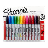 Sharpie 1810704  Permanent Markers, Brush Tip, Assorted, 12 Pack