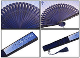 Amajiji folding fan, 8.27"(21cm) Women Hand Held Silk Folding Fans with Bamboo Frame, Hollow