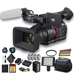 Panasonic AG-CX350 4K Camcorder (AG-CX350) W/Padded Case, 128 GB Memory Card, Lens Attachments, Wire Straps, LED Light, and More