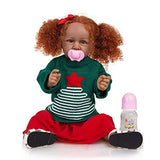 Mixed African American Reborn Baby Dolls 22.8” Lifelike Dolls with Soft Vinyl/Cloth Body Realistic Newborn Girl Best Gift Set for Ages 3+(H131-2, Vinyl Body)