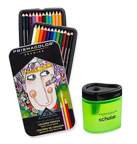 Prismacolor Premier Soft Core Colored Pencil, Set of 24 Assorted Colors (3597T) + Prismacolor