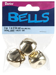 Darice Holiday Jingle Bells-Gold-1 inch-3 Pieces, 1 Pack