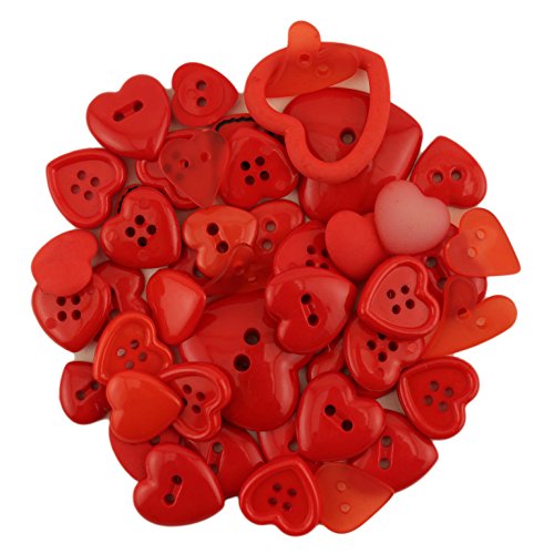 Buttons Galore 50-Value Pack Red Hearts Button