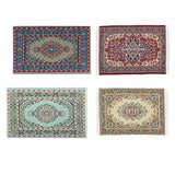 F Fityle Vintage Hand Woven Carpet 1/12 Dollhouse Miniature Rug Embroidery Cloth Blanket Mat Room Accessories DIY Decoration 4 Pieces