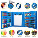 Zooawa 176 Pcs Art Set, Girls Art Kit Sketching and Drawing Handle Art Box with Oil Pastels, Crayons, Colored Pencils, Markers, Paint Brush, Watercolor Cakes, Sketchpad for Kids and Toddlers, Blue