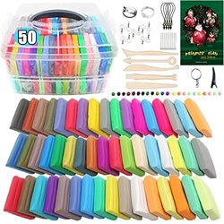 50 Colors Polymer Clay, BGHEOUYV Modeling Clay for Kids, Oven Bake Clay with Sculpting Clay Tools and Accessories, Clay Earring Making Kit, Ideal Gift for Children, Adults, Beginners and Artists