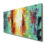 Large Hand Painted Abstract Wall Art Blue and Yellow Modern Oil Painting on Canvas for Home Office Decoration