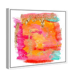 The Oliver Gal Artist Co. Abstract Framed Wall Art Canvas Prints 'New Yorker in Spring' Watercolor Home Décor, 16" x 16", Orange, Pink