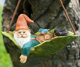 Twig & Flower Harley The Happy Miniature Leaf Hammock Gnome with His Best Blue Bird Buddy Jay