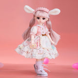 11.8 Inch Doll 15 Movable Joints Cute Face Simulation Eyelashes with School Suit Toys Doll Best Birthday Gifts for Girl Toy