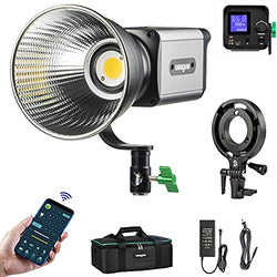 Weeylite Ninja 300 80W LED Continuous Video Light, CRI 95+ 7800LM 5600K Daylight LED COB Studio Lights Lighting with App Control & Bowens Mount Adapter for Video Recording Portrait Wedding Photography