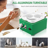 NantFun Mini Pottery Wheel Machine, 6.5cm 10cm Double Turntables Detachable Basin Forming Machine Adjustable Speed Electric Ceramic Wheel with Clay Tools for Kids Adults Beginners (Green)