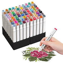 Art Markers Set,80 Color Marker Pens, Water Based Marker for Calligraphy Drawing Sketching Coloring Bullet Journal Back to School Art Supplies Gift (80 Colors, White)