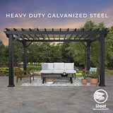 Backyard Discovery Stratford 12' x 10' Black Steel Traditional Pergola with Sail Shade Soft Canopy