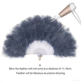BABEYOND Roaring 20s Vintage Style Folding Handheld Flapper Marabou Feather Hand Fan for Costume