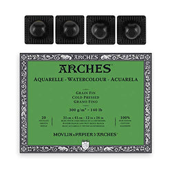 Arches Watercolor Paper Block - Cold Press 140lb - 12x16 - with 4-Pack Upsyde Angle Lifts