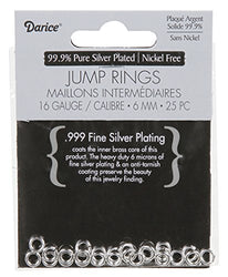 DARICE SPL1015 16-Gauge 25-Piece Jump Ring Sterling Plated Jewelery Making Kit, 6mm