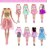 Ecore Fun 30 PCS Doll Clothes and Accessories 5 Fashion Clothes Sets 5 Fashion Skirts 10 Mini Dresses 10 Shoes Fashion Casual Outfits Set Perfect for 11.5 inch Dolls