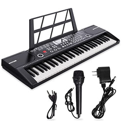 Camide 61 Keys Keyboard Piano, Electronic Digital Piano with Built-In Speaker Microphone, Sheet Stand and Power Supply, Portable Keyboard Gift Teaching for Beginners