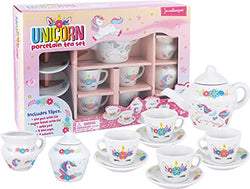 Jewelkeeper Unicorn Porcelain Tea Party Set for Little Girls, 13 Pieces for Teenage Girls