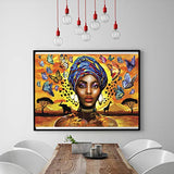 5D Diamond Painting Kits Full Drill African Beauty Painting by Diamonds Diamond Rhinestones Embroidery Cross Stitch Full Round Diamond Crystal Cross Stitch Kits for Adults 16X12 inches