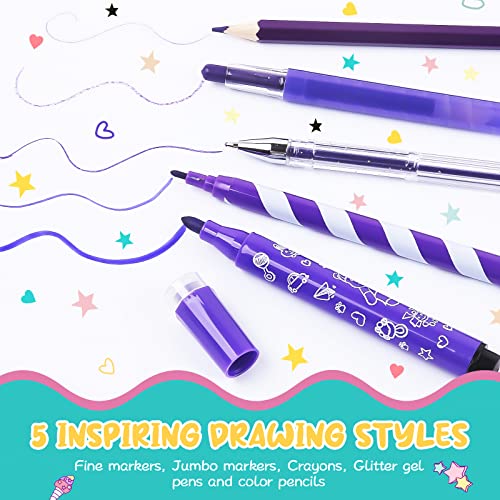 Fruit Scented Markers Set 56 Pcs with Unicorn Pencil Case, Gifts