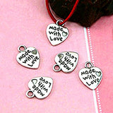 BronaGrand 100pcs Peach Heart Shape "MADE WITH LOVE" Charm pendant for DIY Crafting jewelry