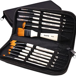 Professional Artist Paint Brush Set of 12 Includes a Carrying Case, Synthetic Hair Brushes for Oil, Watercolor and Gouache Painting for Kids, Beginner and Professional