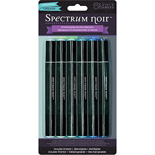 Crafter's Companion Spectrum Noir Alcohol Markers, Turquoises, 6 Per Package
