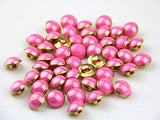 RayLineDo 25Pcs Pearl Pink Half Resin Dome Cap Copper Base Crafting Sewing DIY Buttons-13mm
