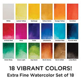 Marie's Watercolor Paint Set, Extra Fine Highly Pigmented Paint Set - 12 ml Tubes - Assorted Colors - [Set of 18]