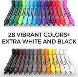 30 Acrylic Paint Markers Medium Tip and 42 Acrylic Paint Pens Extra Fine Tip, Bundle for Rock Painting, Wood, Fabric, Card, Paper, Photo Album, Ceramic & Glass