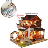 SYW 3D Wooden Assembled Dollhouse Kit DIY Miniature Chinese Style Courtyard Scene Building Furnished Puzzle Creative Gift