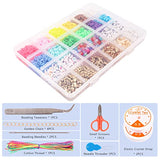 Clay Beads for Bracelet Making Kit, 12 Colors 3000 pcs Flat Round Polymer Clay Heishi Beads with 200 Letter Beads Necklace Earring Gift for Girls 6-12, Preppy Beads for Jewelry Making kit Supplies (B)