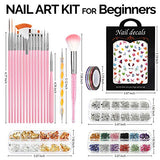 Nail Art Brushes, Nail Dotting Tools, Nail Dust Brush, Teenitor Nail Art Kit for beginners, 3D Butterfly Nail Art Stickers, Nail Art Rhinestones, Nail Art Foil, Nail Art Striping Tapes, Nail Design Kit