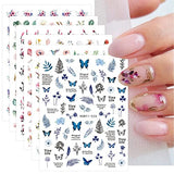 JMEOWIO 12 Sheets Spring Flower Nail Art Stickers Decals Self-Adhesive Pegatinas Uñas Leaf Floral Summer Nail Supplies Nail Art Design Decoration Accessories