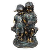 Exhart Children Statue | Patina Finish Garden Statuary Boy Girl Statue | Faux Bronze Statue | Resin Statue | Garden Art Decor | 21 in