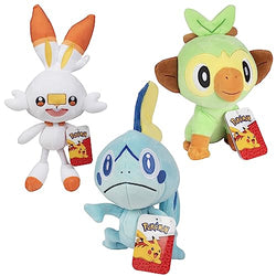 Pokémon 8" Grookey, Sobble, & Scorbunny 3-Pack Plush - Officially Licensed - Sword & Shield Galar Starters - Quality Soft Stuffed Animal Toy - Great Gift for Kids & Fans of Pokemon