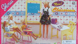 Gloria Dollhouse Furniture for Barbie Dolls - Classroom with Desk, Chairs Chalkboard